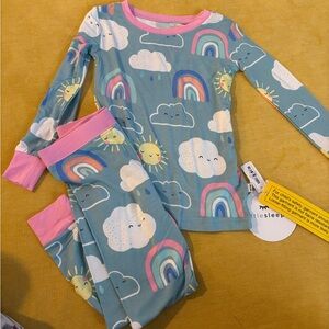 Little Sleepies Blue and Pink Cloud Rainbow Pajamas- Sunny Skies